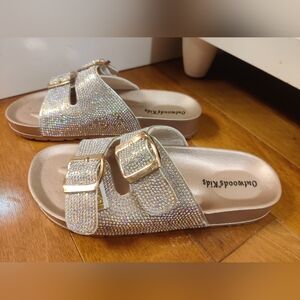 Rose Gold Rhinestone Slide Sandals